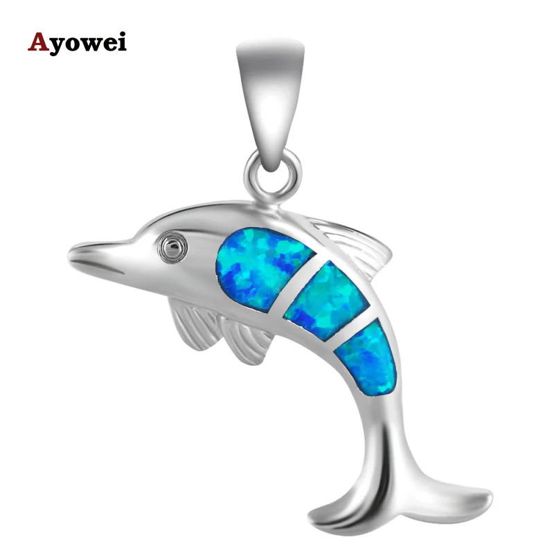 Новый Дельфин в форме животного дизайн синий огненный опал штамп Серебряный