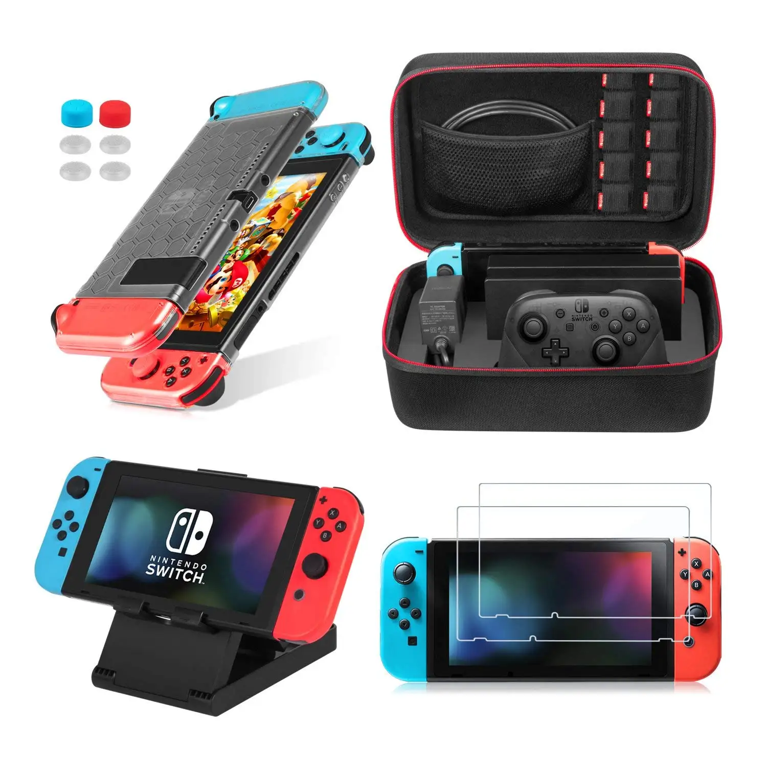 10 в 1 чехол для путешествий и прозрачный стойка приставки протектор экрана Joy Con