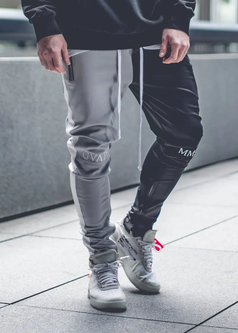 Black Gray Новинка, Мужские штаны для бега, мужские Модные Комбинированные брюки, уличная одежда, мужские повседневные брюки для бега, спортивные штаны, мужские спортивные штаны - Цвет: Black Gray