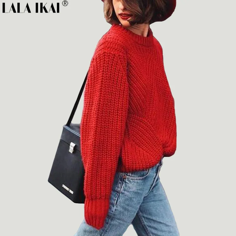 Винтаж зима-осень Для женщин негабаритных Свитеры для пуловер Повседневное