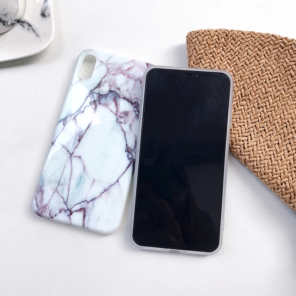 For iPhone 8 Case Luxury Marble Patterned Slim Fit TPU Cover for 7 Plus X Xr Anti-Scratch Anti-Finger Mobile Phone Shell |