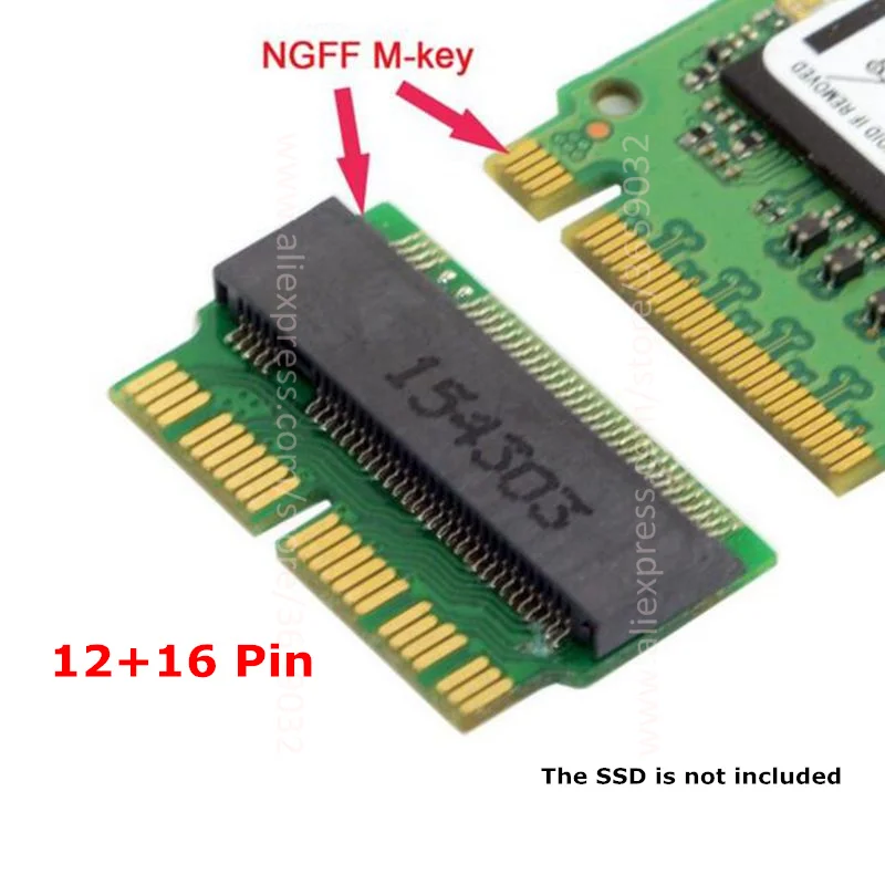 M2 M.2 NGFF М ключа AHCI для 12 + 16pin 2014 2015 MacBook Air a1493 a1502 A1465 a1466 SSD Преобразование адаптер