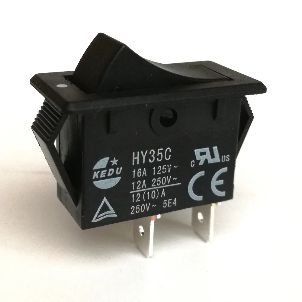 

2Pcs KEDU Waterproof Rock Switch 125V/250V 12(10)A Power Tools Push Button ON OFF Switches 2Pins HY35C/ 3Pins HY35D