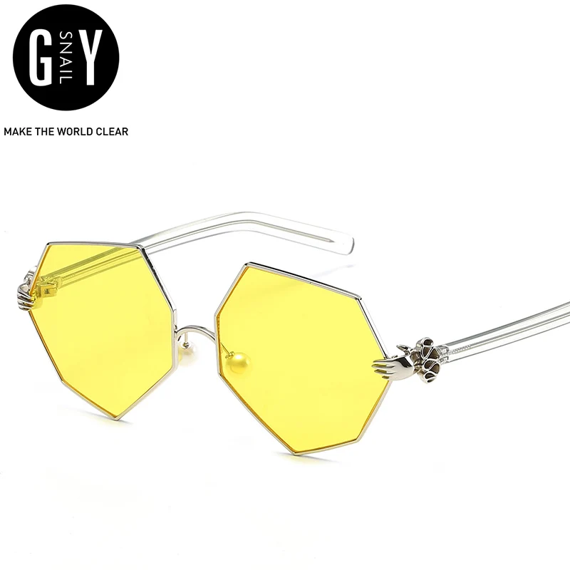 Женские и мужские солнцезащитные очки GYsnail дизайнерские шестиугольные UV400 с