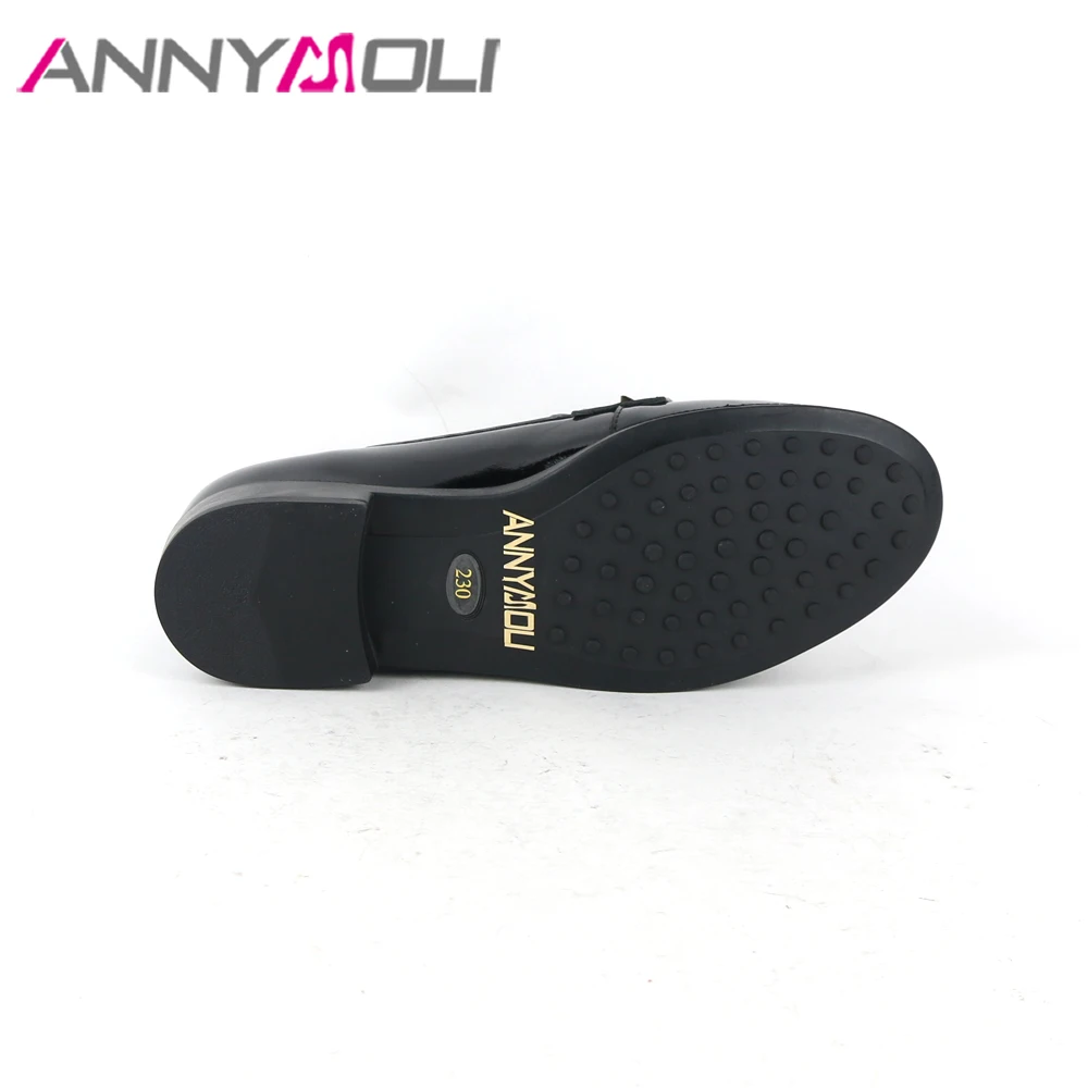 Туфли ANNYMOLI женские из натуральной кожи хрустальные лоферы на плоской подошве