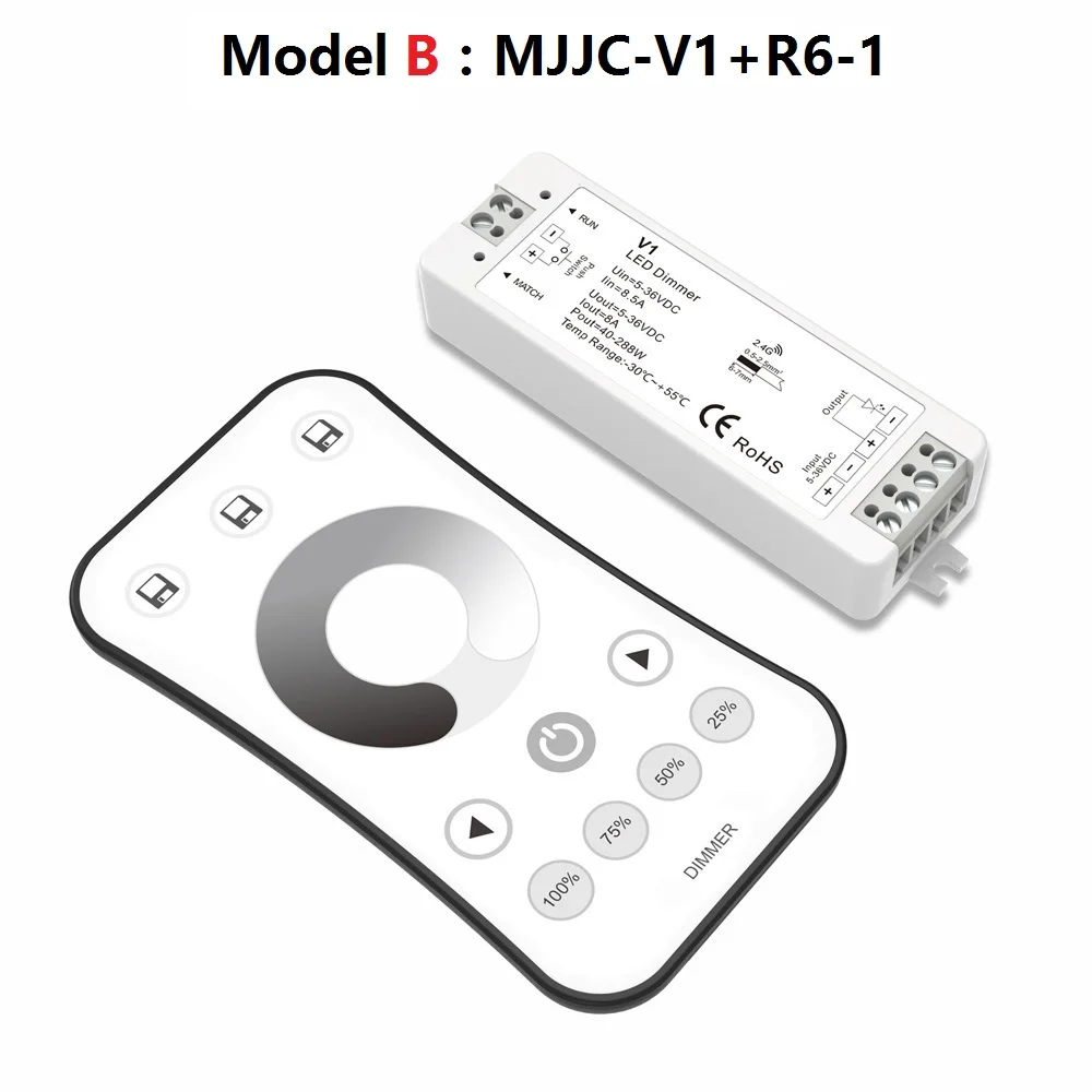 Model B MJJC светодиодный диммер 12 В 5 в 24 в 36 В 8A PWM Беспроводной RF светодиодный диммер вкл. Выкл. С пультом дистанционного управления 2,4G для одноцветной светодиодной ленты светильник - Цвет: Model B