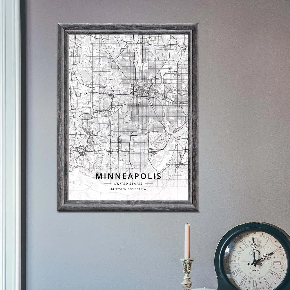 Миннеаполис Миннесота США плакат с картой | Дом и сад