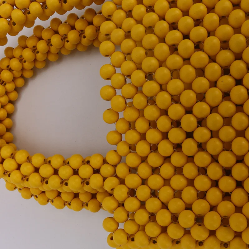 Дамские желтые шарики маленькие квадратные деревянные модные ручные одна сумка |