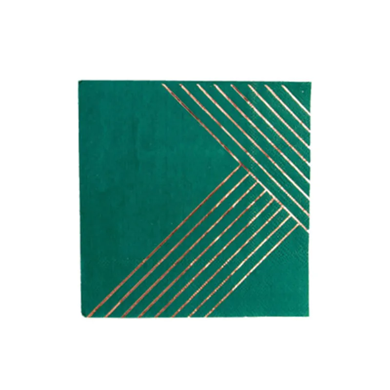 napkin 16pcs green 8PCS Gold Foil Decagon Chinese Style Green Disposable Tableware Set Christmas Wedding Party Paper Plates Cups Napkins Straw - Цвет: napkin 16pcs green