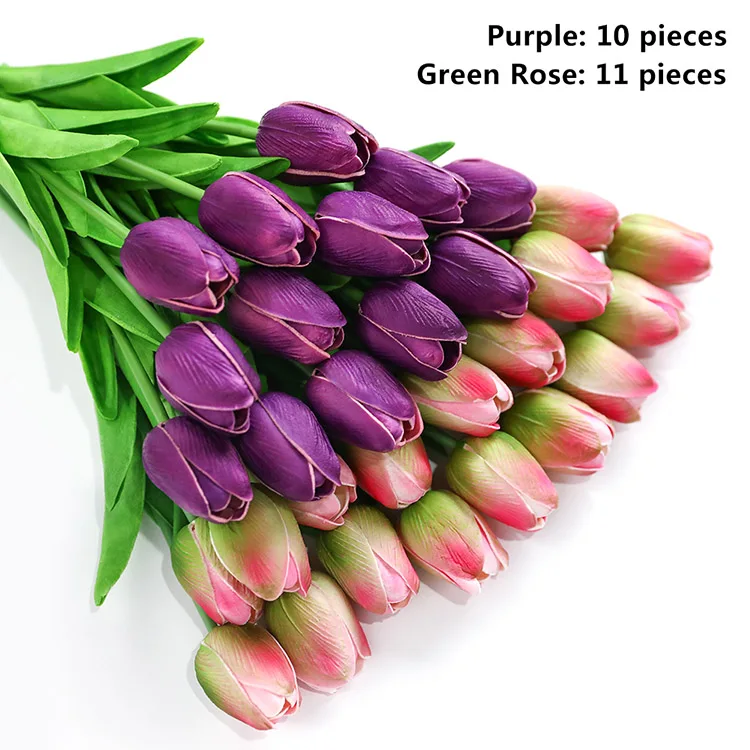 as picture color 31 шт. Искусственные цветы ветка тюльпан настоящие на ощупь цветы латексные тюльпаны цветок искусственный букет Искусственный цветок свадебный букет - Цвет: as picture color