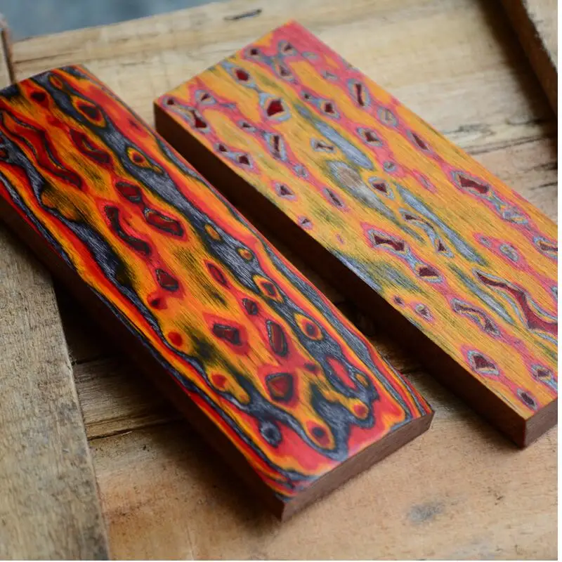 

2pcs Knife DIY tools Making Knife handle material 3D Color wood good quality 120*40*10mm