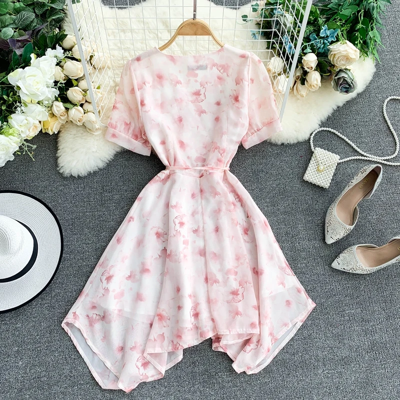 2019 новые модные женские платья асимметричное шифоновое платье с v образным