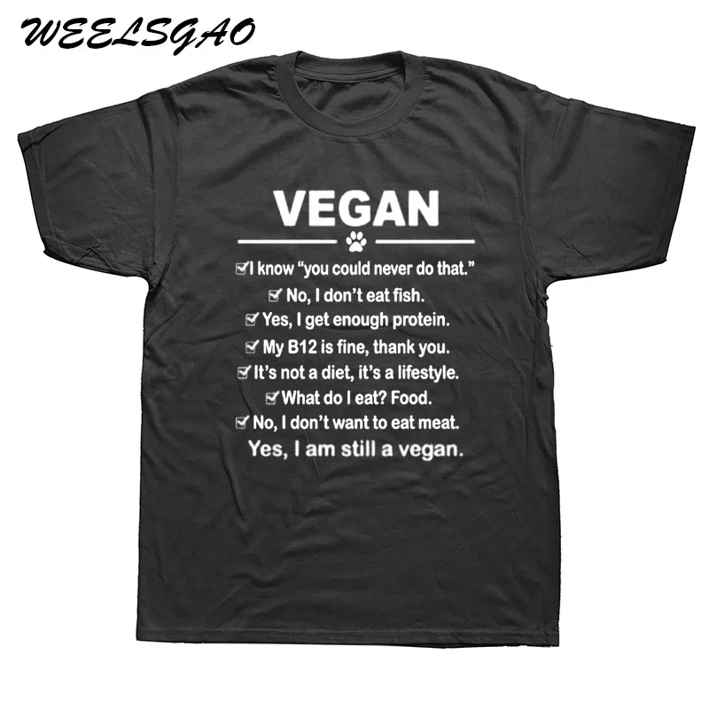 black WEELSGAO, новая модная брендовая одежда для мужчин, Vegan I Am Still A Vegan хлопковые футболки с коротким рукавом - Цвет: black