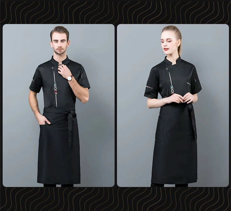 Мужская дышащая одежда с коротким рукавом для шеф-повара, летняя кухонная куртка для приготовления пищи, столовая, питание, Парикмахерская, салонная рабочая куртка, M-4XL