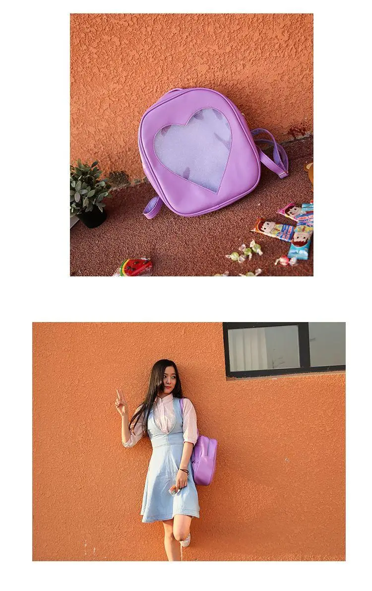 Женские DIY милые прозрачные рюкзаки в форме сердца Harajuku школьные сумки рюкзаки для девочек-подростков милая сумка Ita Mochila