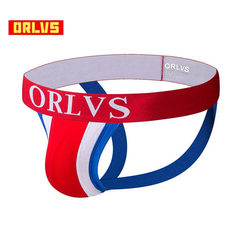 Мужские стринги с низкой посадкой ORLVS черные джоки из хлопка бандажные двойной
