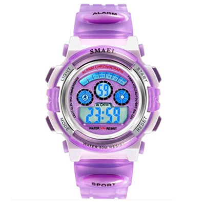 Purple Digital Детские часы для девочек цифровой SMAEL цифровые часы lcd детей 50 м Водонепроницаемый Наручные часы 0704 светодиодный студенческие часы для девочек - Цвет: Purple Digital