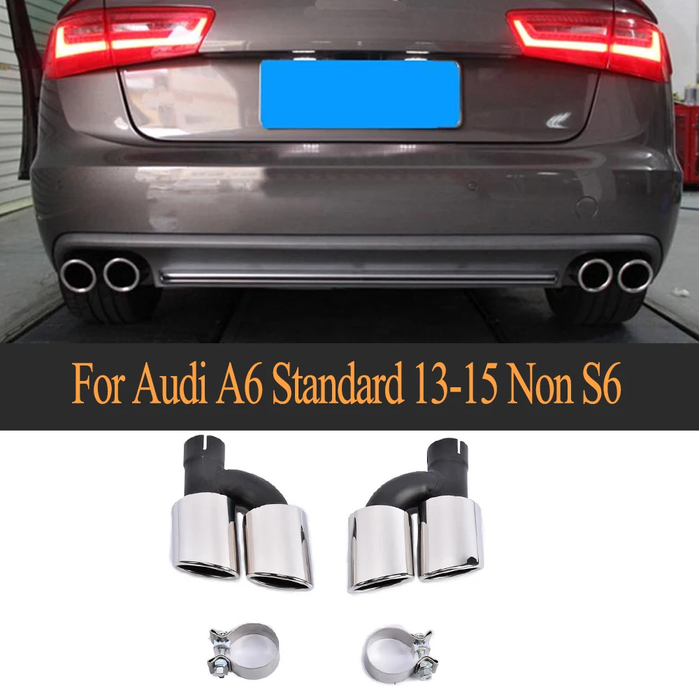 Наконечники выхлопного глушителя из нержавеющей стали для Audi A6 Standard 2013 2014 2015|tips