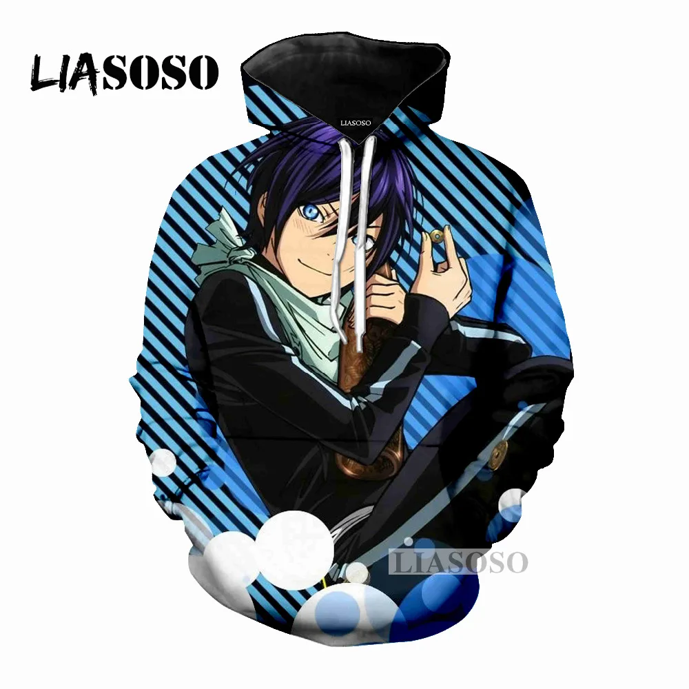 LIASOSO, осенняя Новинка, мужская, женская модная толстовка, 3D принт, аниме, Noragami, толстовка с длинным рукавом, хип-хоп, топ, Harajuku, пуловер, D019-2