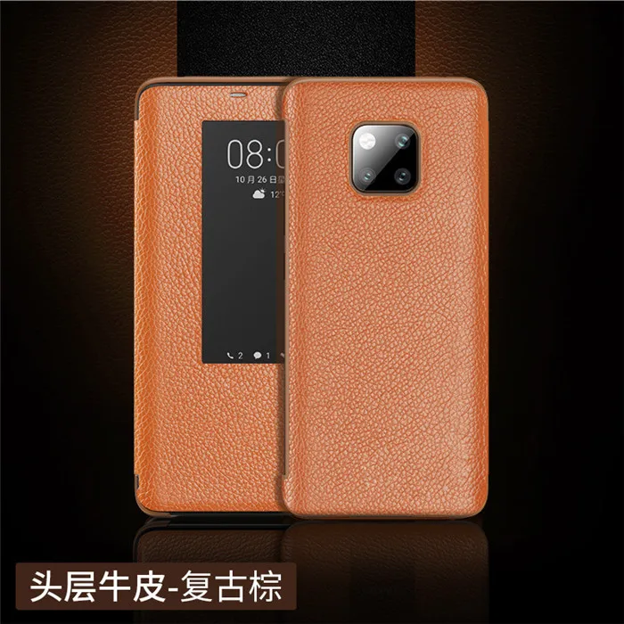 Для huawei mate 20 Pro Чехол с откидной крышкой из коровьей кожи чехол для huawei mate 20X10 Pro Porsche дизайнерский чехол из натуральной кожи - Цвет: Brown