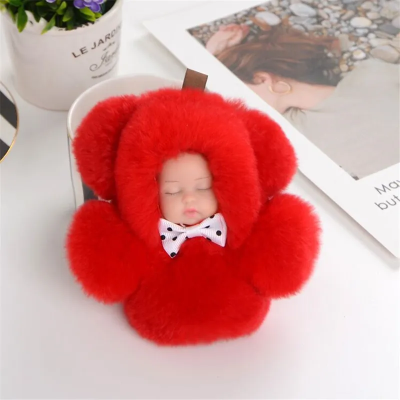Christmas Fur Keychains Rex Rabbit fur fluffy pendant Mengmeng dead hair GIFT PENDANT new year bag Key chain car ornaments | Украшения и