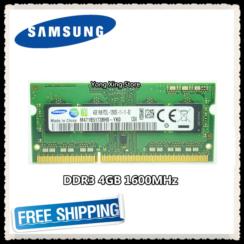 

Samsung DDR3 4GB 1600MHz PC3 PC3L-12800S Laptop memory notebook Computer RAM 12800 4G SODIMM