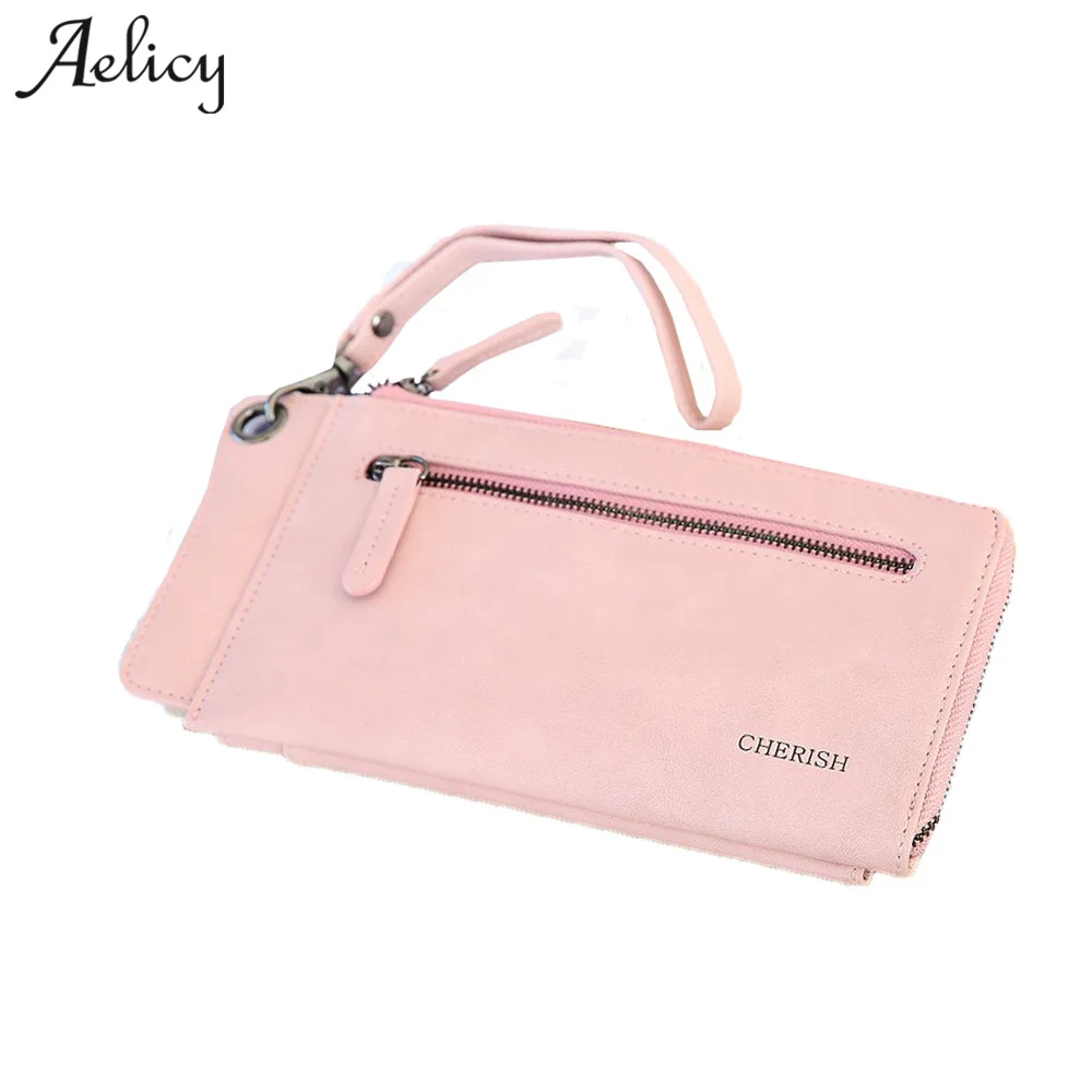 Женский кошелек из искусственной кожи Aelicy длинный однотонный 2020|purse long|women fashion