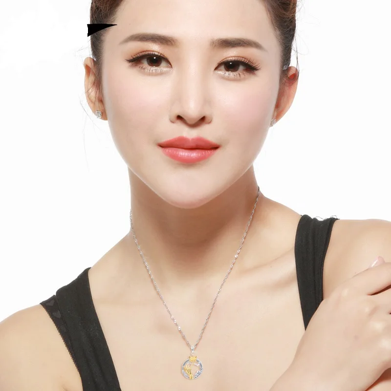 

YJ00997 New S925 Pure Silver Jewelry Lotus-plated Pendant Gold-plated Buddhist Necklace Female Auspicious Ornaments