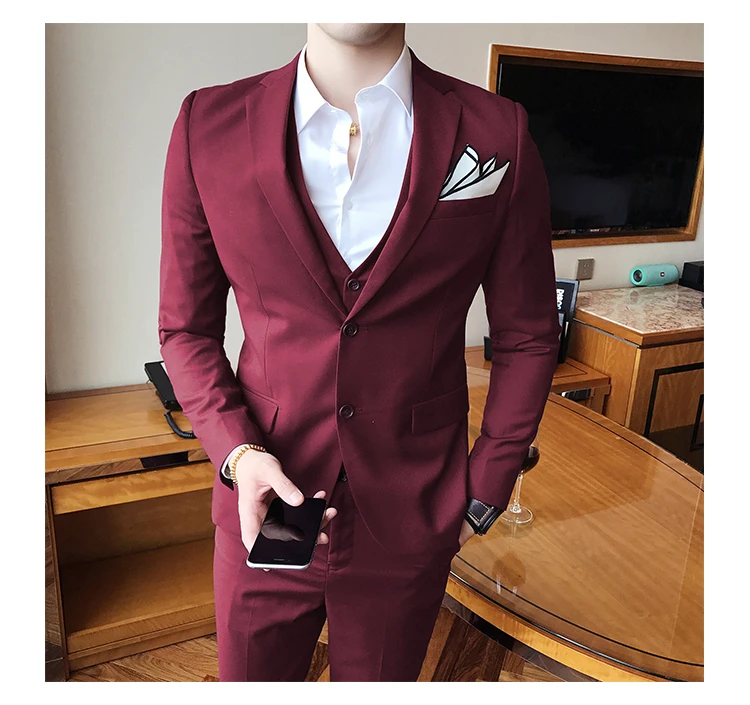 slim fit male 3 piece suits wedding dress Men's Business Casual jacket Wedding Prom Dinner Gown Wear Suits Groomsman tuxedos