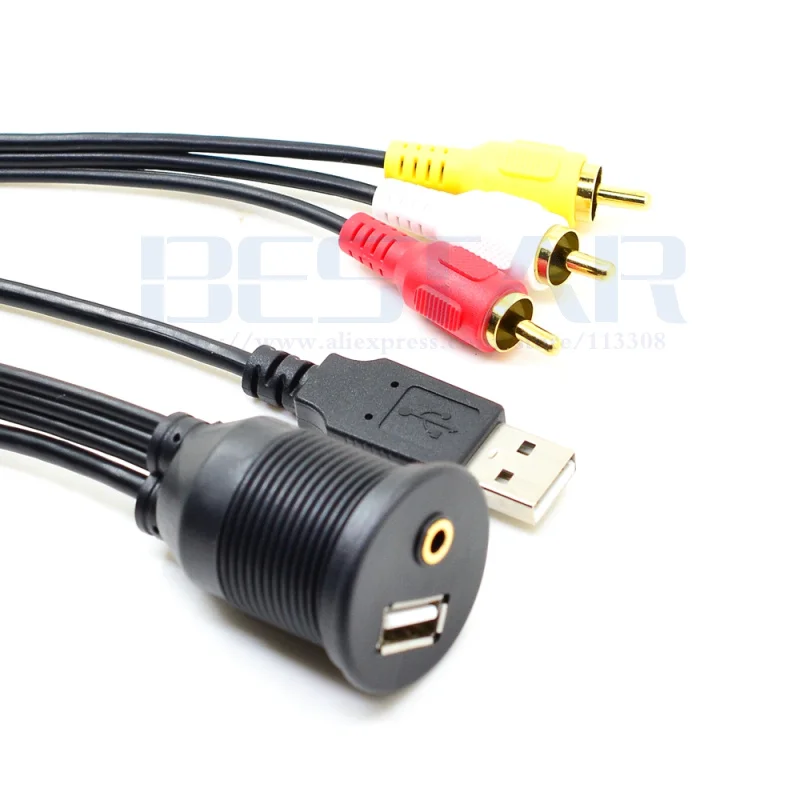 1 м/3 фута USB 2 0 и 3 RCA штекер к USB2.0 5 мм гнездо панель приборной панели Aux