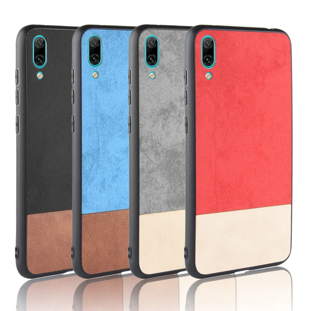 Fabric Cloth Leather Case for Huawei Y7 Pro 2019 Cover PU TPU Back Phone Cases Y6 Prime Y9 2018 P Smart Plus Capas |