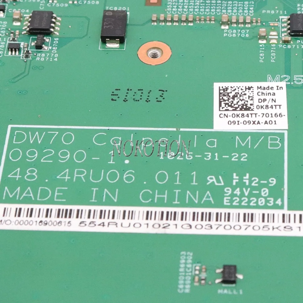 Материнская плата NOKOTION для ноутбука Dell Vostro 3700 0K84TT K84TT CN 48 4ru06. 011 GT330M HM57 DDR3