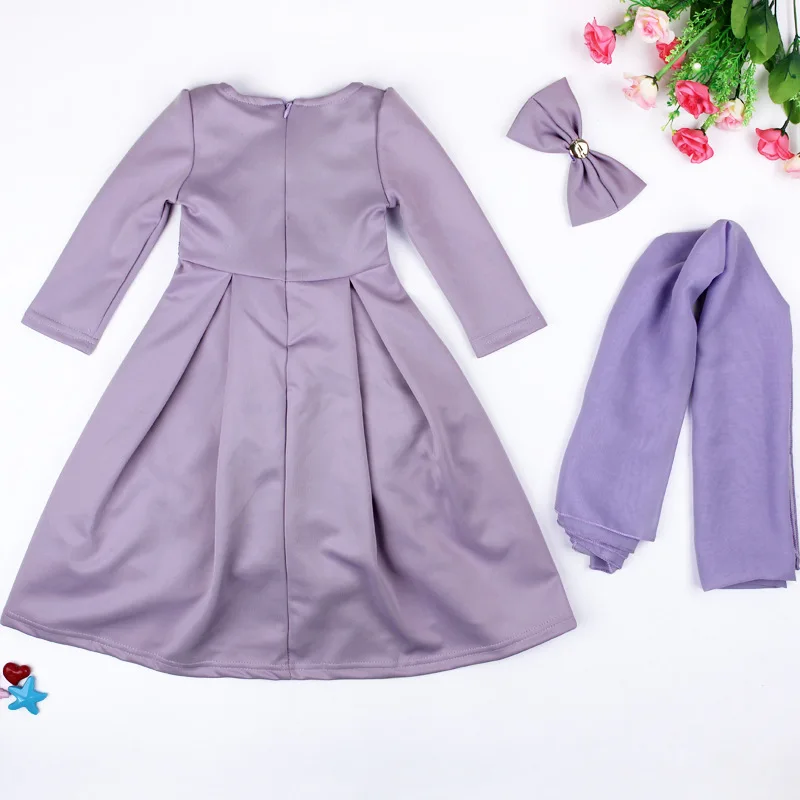 Abaya/Мусульманские комплекты для девочек; платье+ хиджаб+ повязка на голову с бантом; наряды для костюма; детская одежда в стиле джильбаба; мусульманская макси; вечерние, праздничные, повседневные