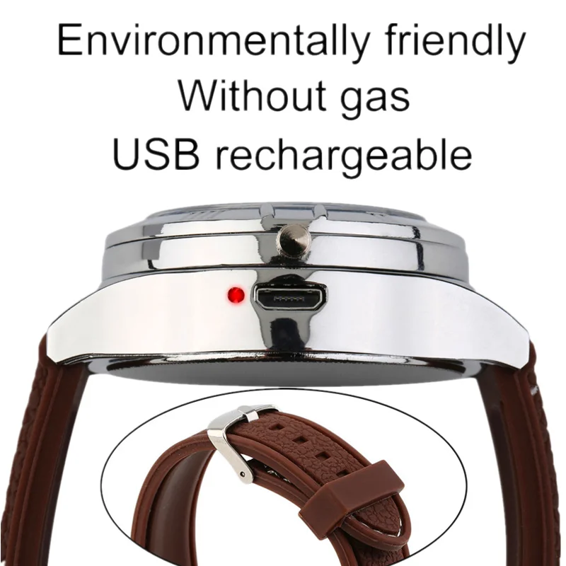 Мужские наручные часы с электронная USB Зажигалка сигаретная плазма дуги