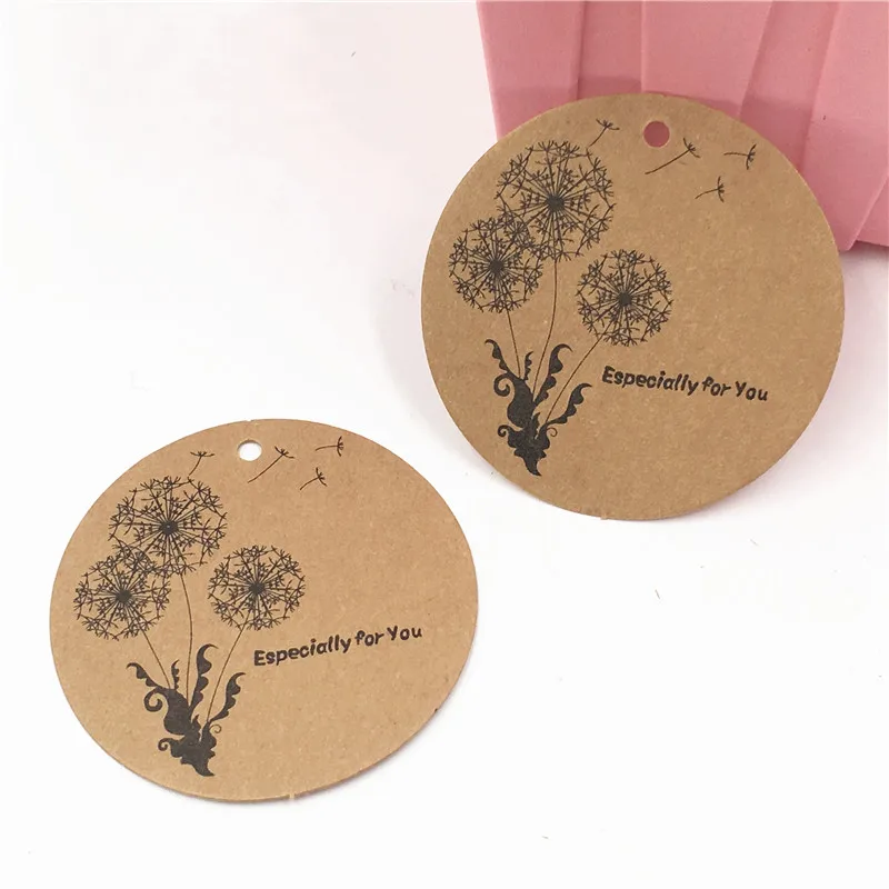 

100pcs 6x6cm Kraft Paper Round Price Description Packaging Label,Gift Boxes Hang Tags Jewelry/Flower/Cake Cards/Garment Tags