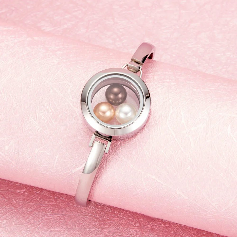 2018 Newest Fitting 8mm Pearl 316 l Stainless Steel Glass Locket Bracelet Bangle for Women | Украшения и аксессуары