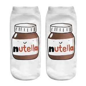 Nutella белые женские Мультяшные короткие носки с 3D принтом женские милые корейские носки