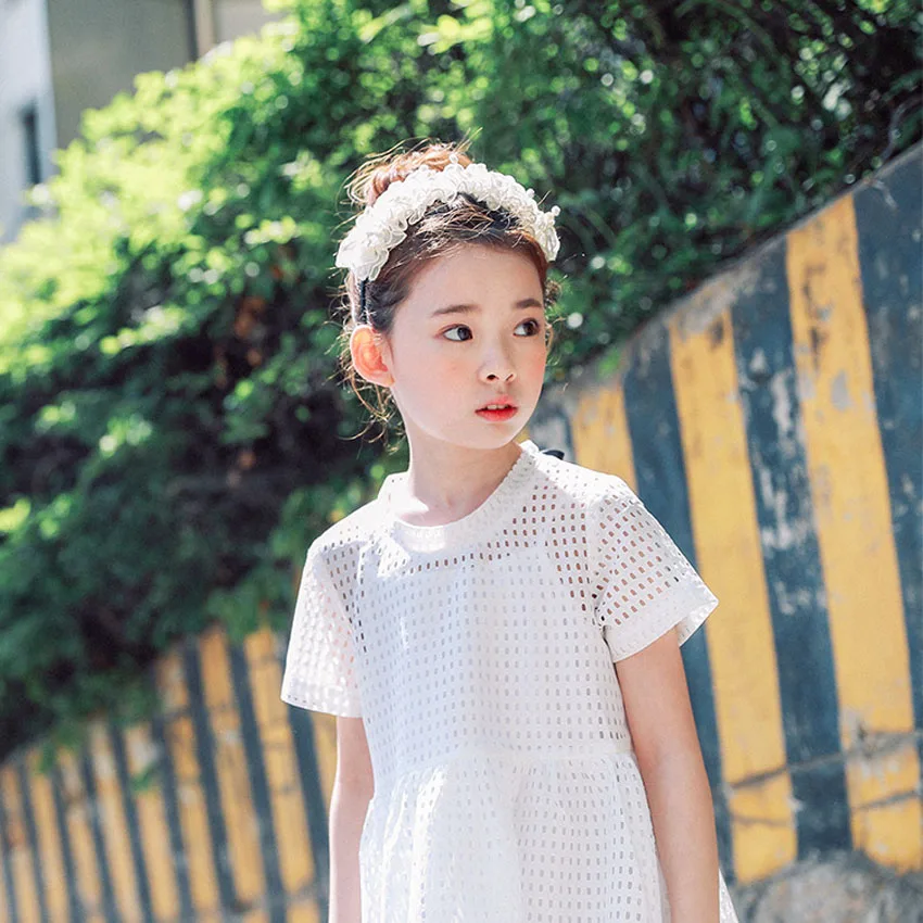 Ажурные хлопковые платья для девочек-подростков весна-лето 2020 новые белые до