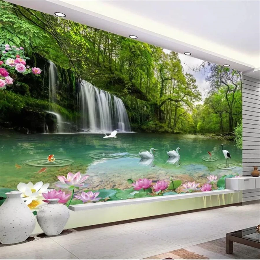 Обои на заказ 3d фрески природные пейзажи пейзаж обои вид озеро HD Страна Чудес ТВ