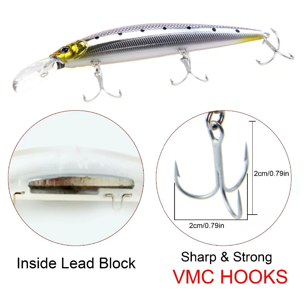 RUNATURE Flash Minnow рыболовная приманка искусственная 110 мм/37 г с 3 французскими VMC