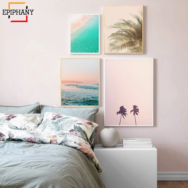 

Modern Painting Pictures Aerial Beach Photography Palm Leaf Ocean Art Print Landscape Posters and Prints Living Room Decoration