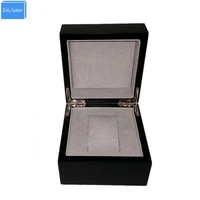 special for customer black wood inner gray velvet watch box case storage promotion custom boxes with personal logo suppliers