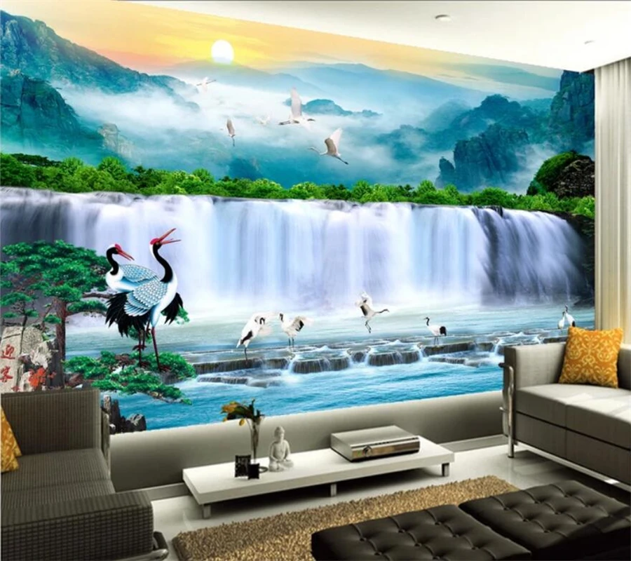 Обои на заказ 3d фотообои китайский стиль водные ресурсы пейзаж ТВ фрески papel de parede