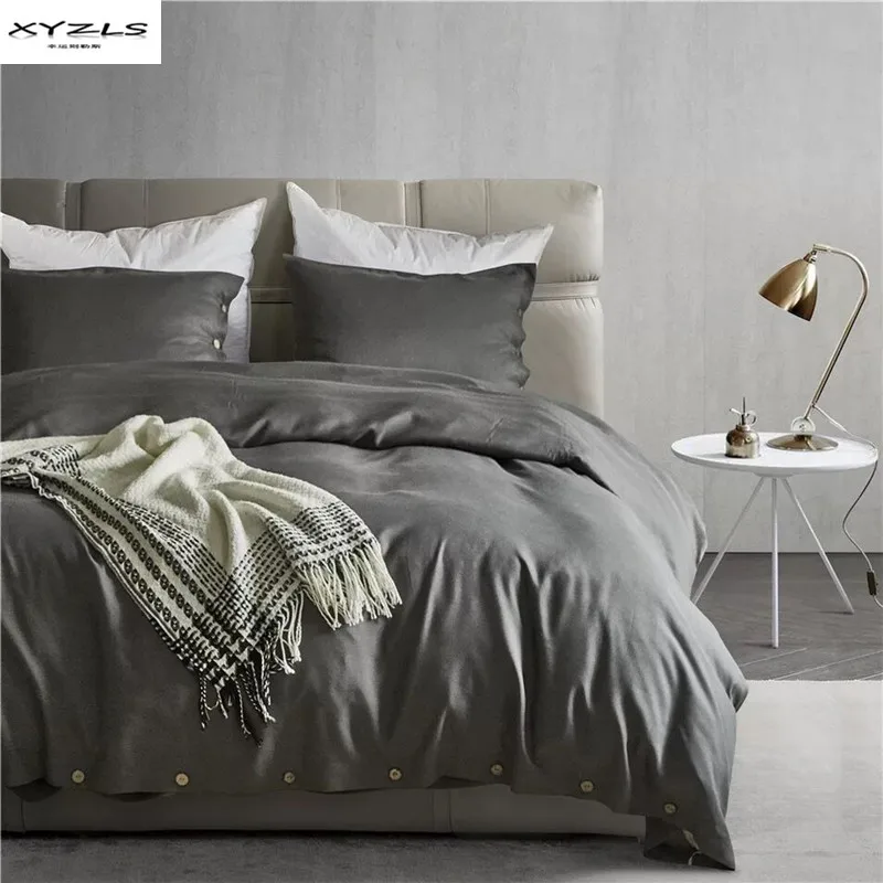 Miglior XYZLS Casa Set Di Biancheria Da Letto In Stile Americano Di Colore Solido Duvet Cover Bed Set Federa Doppia Queen King Size 2/3 Pz Senza Copriletto