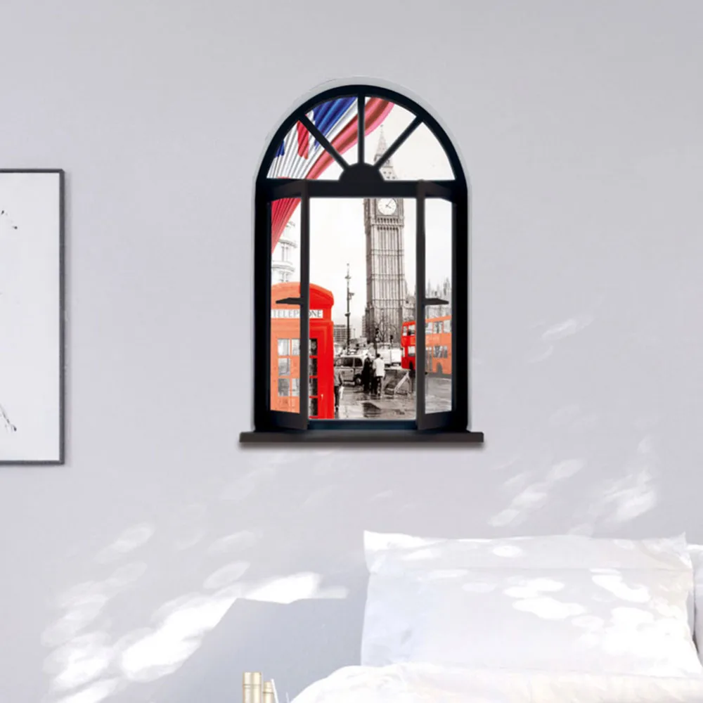 Креативный настенный стикер 3D ложный городской пейзаж фон для спальни Наклейка