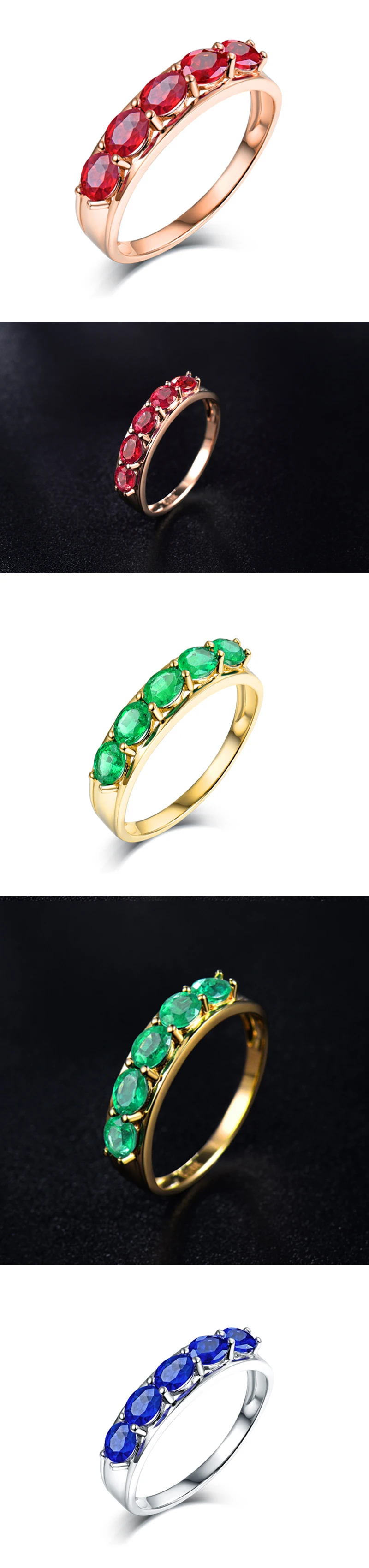 LOVERJEWELRY, 18 K, розовое золото, рубиновое кольцо, Трендовое Женское Обручальное ювелирное изделие, кольца с натуральным драгоценным камнем, пять овальных камней 3*4 мм