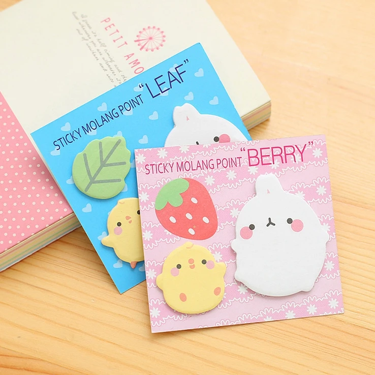 Лидер продаж 2017 стикеры с милыми животными Kawaii Molang Rabbit Flower Friut закладка для
