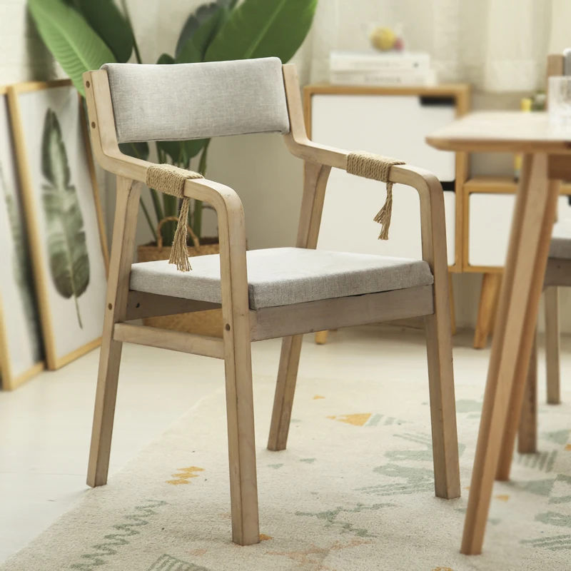 Твердый деревянный ретро современный минималистичный обеденный стул заднее