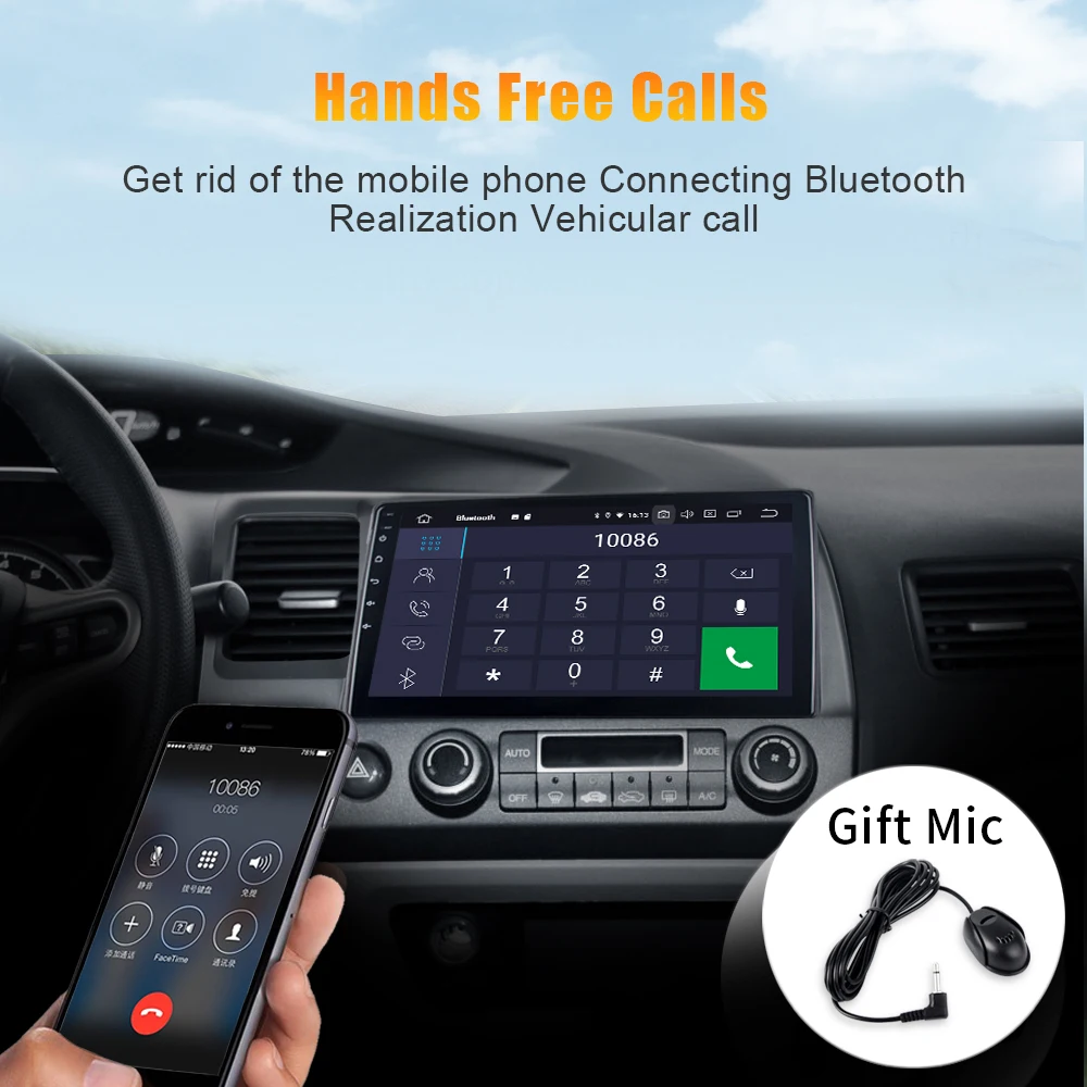 1din Android Автомобильный gps навигатор для Honda Civic 2009 2010 2011 с 9 0 радио плеер 10 2 &quotHD
