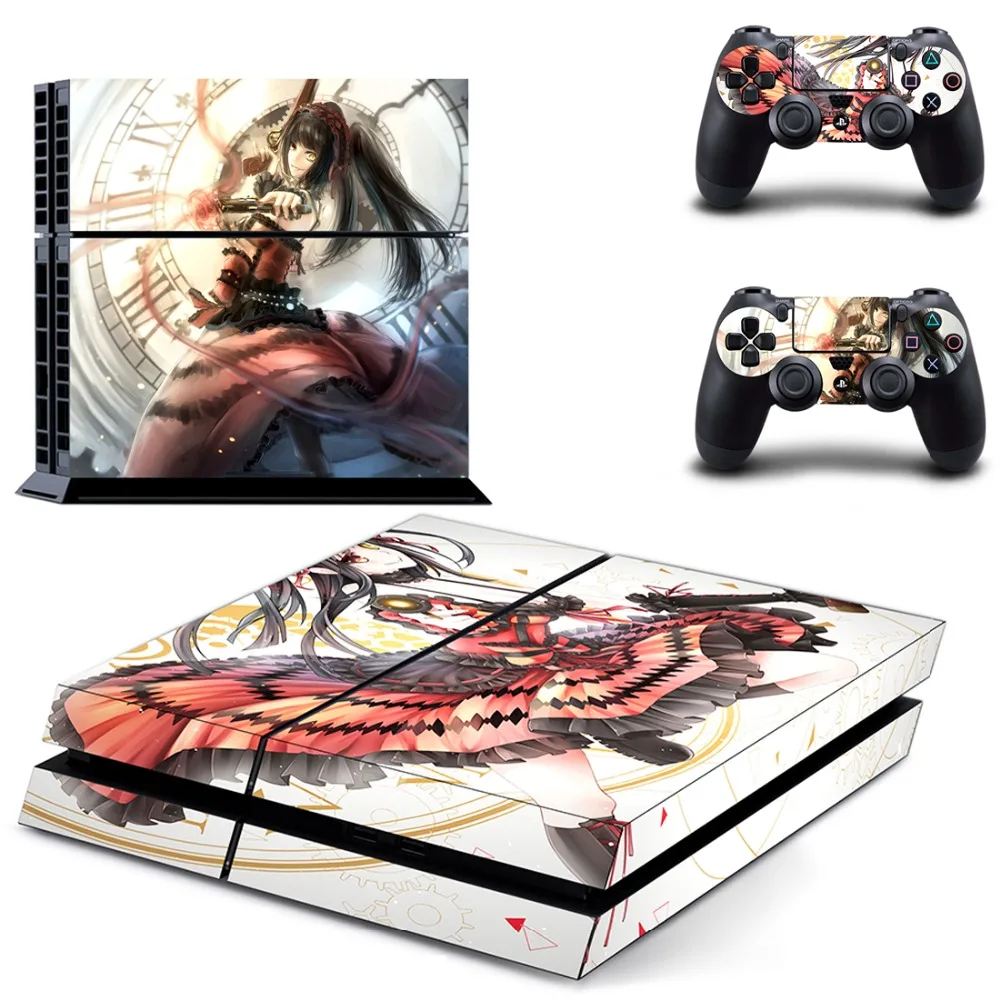 Виниловая наклейка аниме Cute Girl Miku Tokisaki Kurumi PS4 для Playstation 4 консоли и 2 контроллера